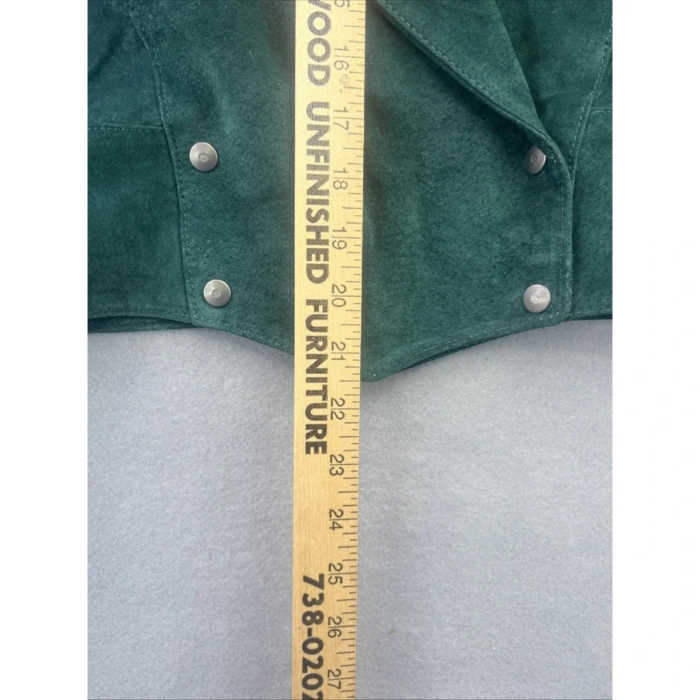 Frontier Collection Womens M Western Green Leather Suede Fringe Jacket USA Vtg - Picture 9 of 14